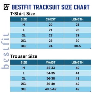 BestFit Mens Activewaer Tracksuits Size Chart BestFit Mens Activewaer Tracksuits Size Chart