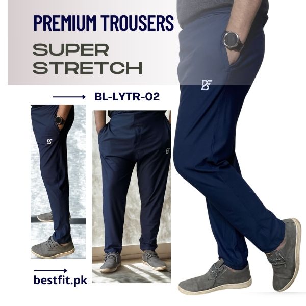 Blue Men's Premium Dri-FIT Super Stretch Trouser BL-LYTR-02 - 4 Blue Men's Premium Dri-FIT Super Stretch Trouser BL-LYTR-02 - 4