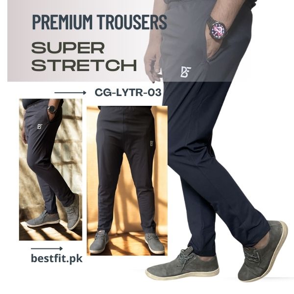 Charcoal Men's Premium Dri-FIT Super Stretch Trouser CG-LYTR-03 - 44 Charcoal Men's Premium Dri-FIT Super Stretch Lycra Trousers